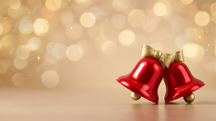 Festive red bells with golden bows create a joyful atmosphere for holiday celebrations and Christmas gatherings