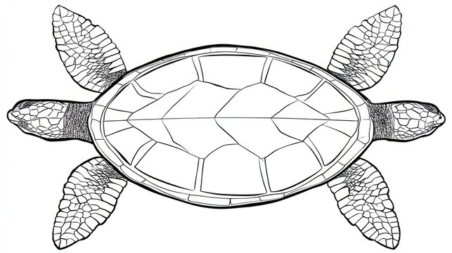 Top-down view of a sea turtle's shell.  Detailed outline