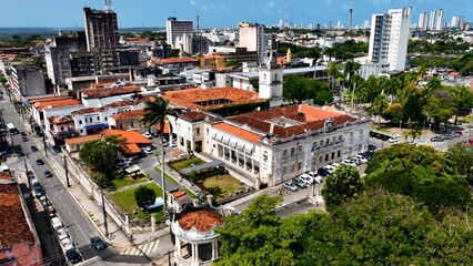 Old Downtown In Joao Pessoa Paraiba Brazil. Bustling Downtown Cityscape With Modern Buildings. Business Sky Downtown Cityscape. Business Panning Wide. Joao Pessoa Paraiba.