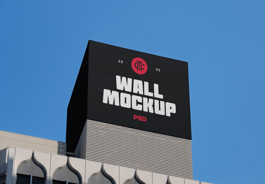 Advertising Cube on Building Mockup