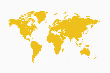 Obraz premium Yellow world map graphic illustration on a white canvas