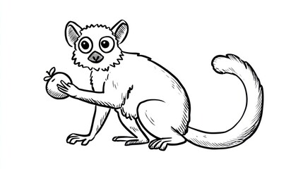 Obraz premium Cartoon lemur holding a fruit