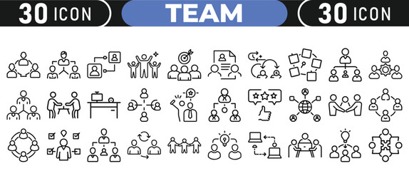 Collection of 30 teamwork and business icons