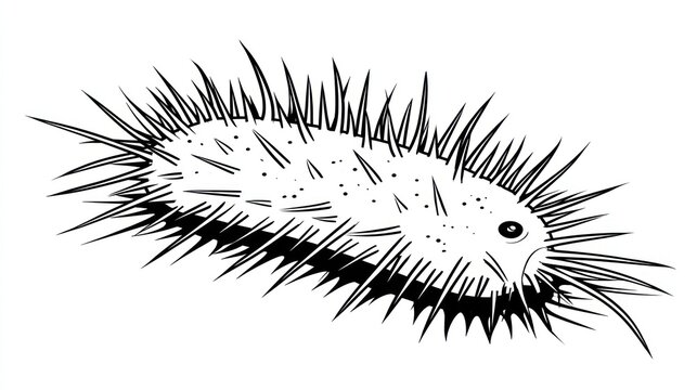 Black and white illustration of a sea urchin