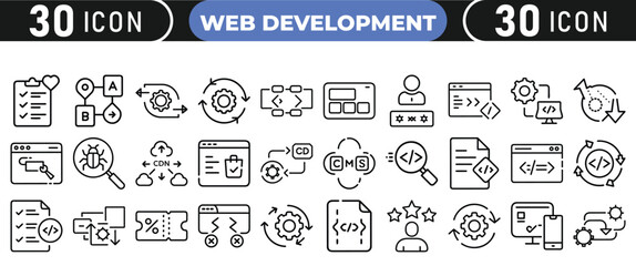 Web development icons set for digital projects