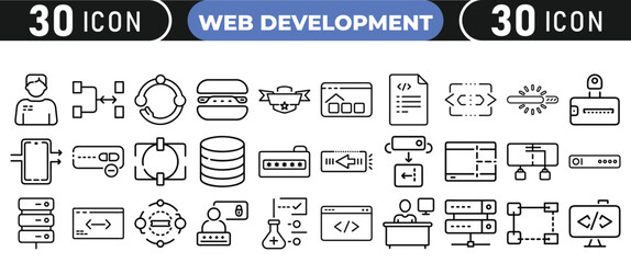 Web development icons collection for digital projects