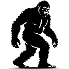 Fototapeta premium Free Vector Bigfoot silhouettes Vector and Flat design Bigfoot silhouette with white background