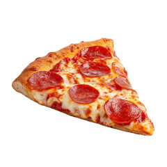 Delicious slice of pepperoni pizza served on a plate with cheese and sauce fresh from the oven