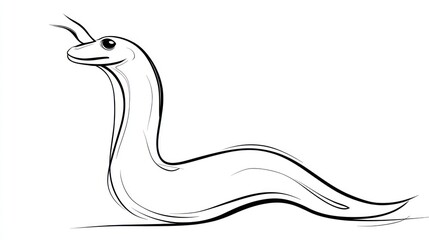 Obraz premium Simple line drawing of a stylized snake-like creature