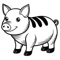 Fototapeta premium Cartoon pig with zebra stripes isolated on white background