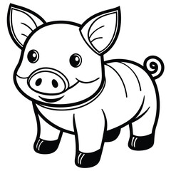 Cartoon pig with zebra stripes isolated on white background