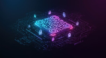Digital qr code illustration against circuit board background advanced technology illustration