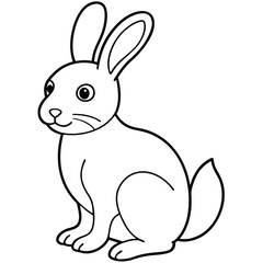 Obraz premium Cute rabbit outline isolated on white background illustration