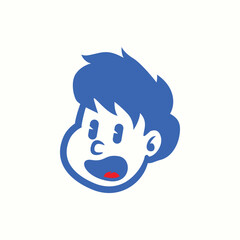 Vector illustration of a cartoon boy face with a playful wink and cheerful smile. Fun, modern, and perfect for kids-themed designs and brand mascots
