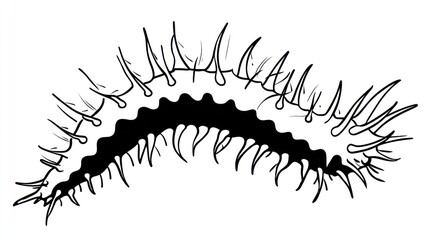 Black and white stylized drawing of an eye lash