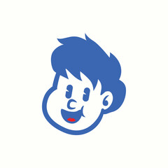 Vector illustration of a cartoon boy face with a playful wink and cheerful smile. Fun, modern, and perfect for kids-themed designs and brand mascots