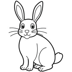 Cute rabbit outline isolated on white background illustration