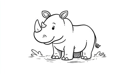 Fototapeta premium Cute cartoon rhinoceros (1)