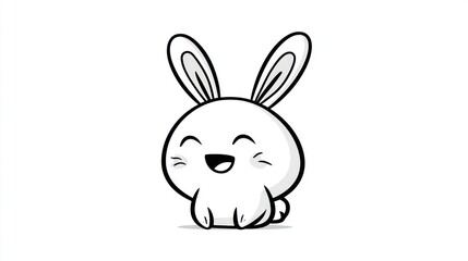 Obraz premium Cute cartoon rabbit in black and white