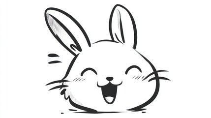 Fototapeta premium Cute cartoon rabbit with big eyes and a happy expression