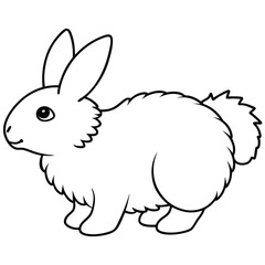 Obraz premium Cute rabbit outline isolated on white background illustration