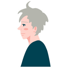 銀髪の若い男性の横顔アイコン
