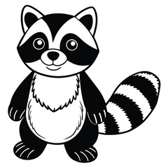 Naklejka premium Cute raccoon cartoon vector illustration isolated on white background