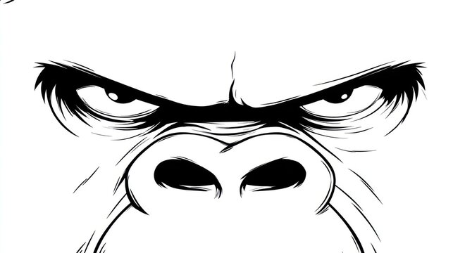 Close-up black and white gorilla face