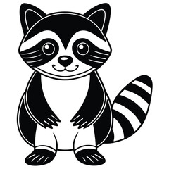 Cute raccoon cartoon vector illustration isolated on white background