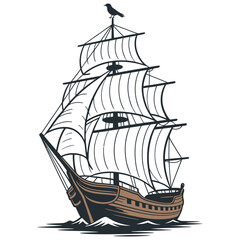 pirate ship isolated on white