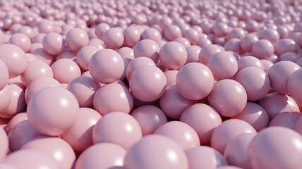 Many pale pink spheres densely packed together.
