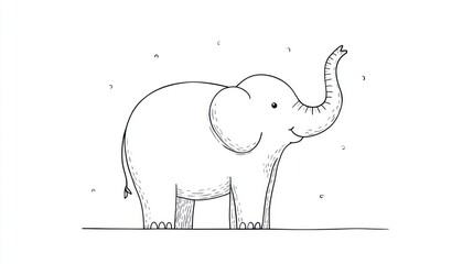 Simple black and white illustration of an elephant