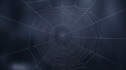 Naklejka premium Delicate spiderweb, intricate design against dark backdrop. 