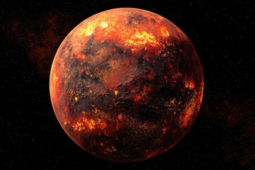 Fiery planet in space