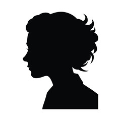 Vector art of silhouette of a woman with short curly hair isolated on white background