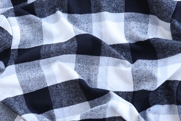 Black checkered napkin towel isolated, kitchen napkin cloth in black