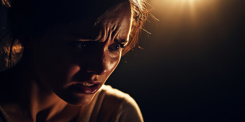 Emotive expression captured in dramatic lighting Generative AI