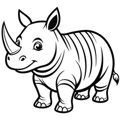 Fototapeta premium Cartoon rhino illustration isolated on white background