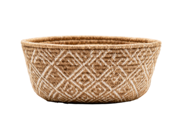 Oval woven basket with diamond pattern