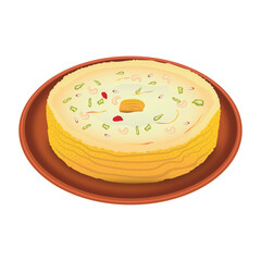 Delicious Malai Ghewar Indian Traditional Sweet Vector Illustration (Royalty Free)