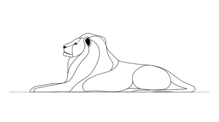 Foto auf Acrylglas Eine Linie Lion silhouette, continuous line drawing  © Falikhurrosid