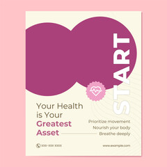 Minimalist health awareness poster promoting fitness, self-care, and positive habits. Ideal for wellness content, gym ads, lifestyle brands, and motivational social media.