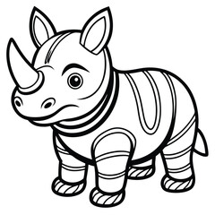 Fototapeta premium Cartoon rhino illustration isolated on white background