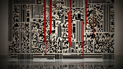 Abstract concept of a corrupted data stream with digital glitch patterns and red error lines on a dark background