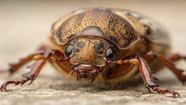Intricate Hyperreal Close up of a June Bug's Captivating Facial Features