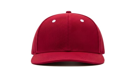 Red baseball cap, classic design, isolated on white background