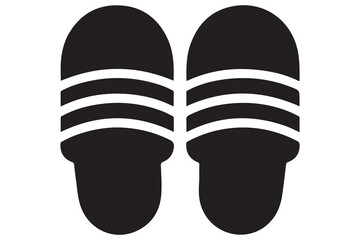 Beach flip flops icon  black silhouette vector

