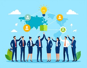 Business team celebrating success globally