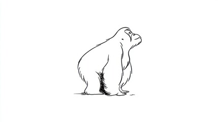 Simple black and white line drawing of a gorilla