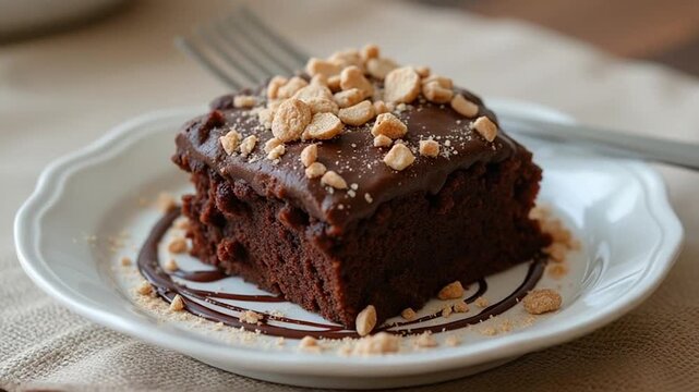  Mississippi Mud Cake served authentically on a plate
